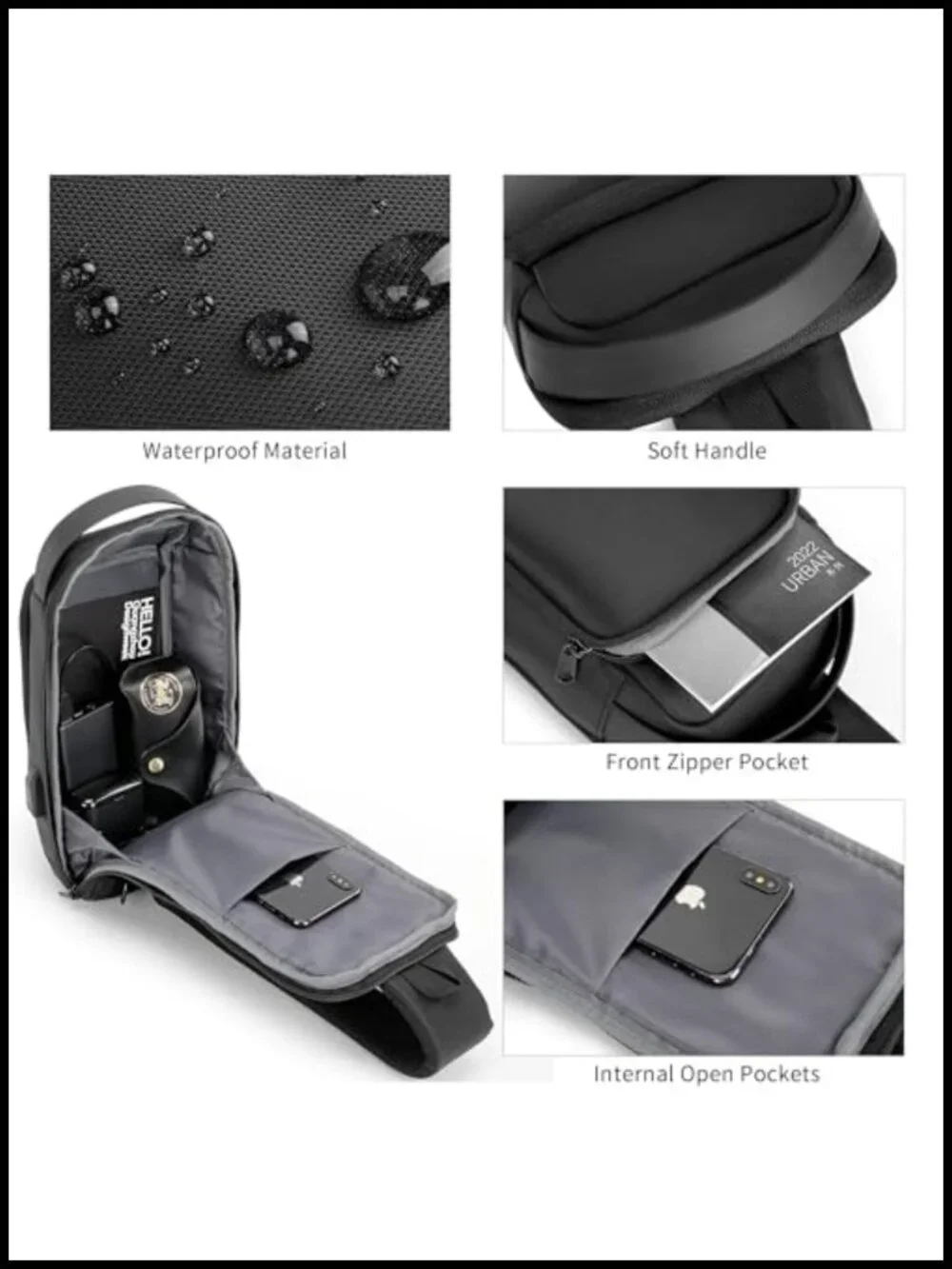 Waterproof Anti-Theft Sling Crossbody Backpack for Men Travel Daypack with TSA